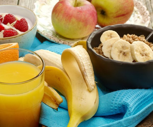 closeup of healthy breakfast products